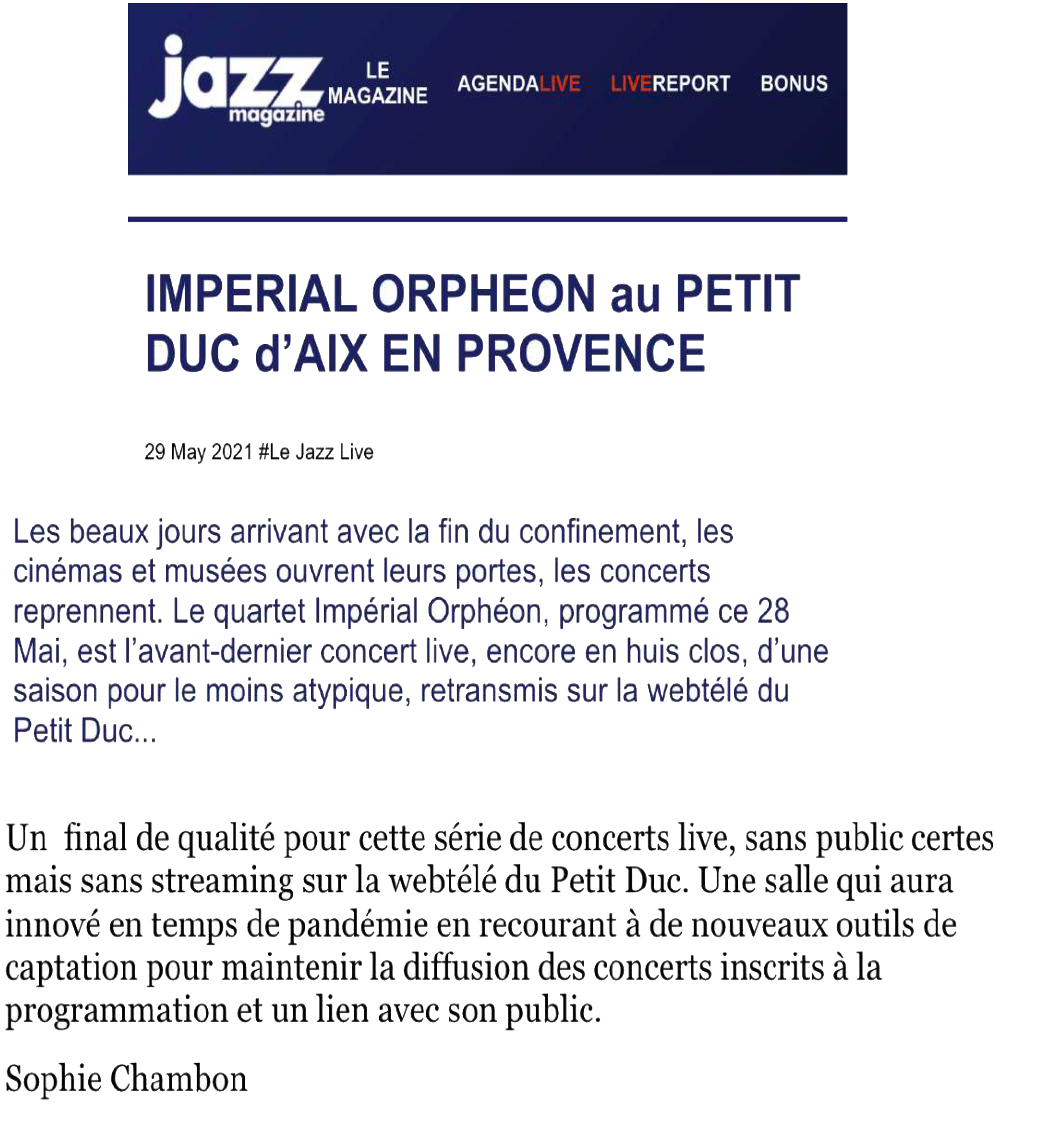 Jazzmag - Imperial Orpheon